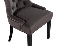 Load image into Gallery viewer, Verona Dining Chair in Grey Velvet with Chrome Knocker and Black Legs
