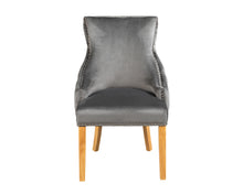 Load image into Gallery viewer, Elizabeth Dining Chair in Grey Velvet with Oak Legs
