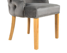 Load image into Gallery viewer, Elizabeth Dining Chair in Grey Velvet with Oak Legs
