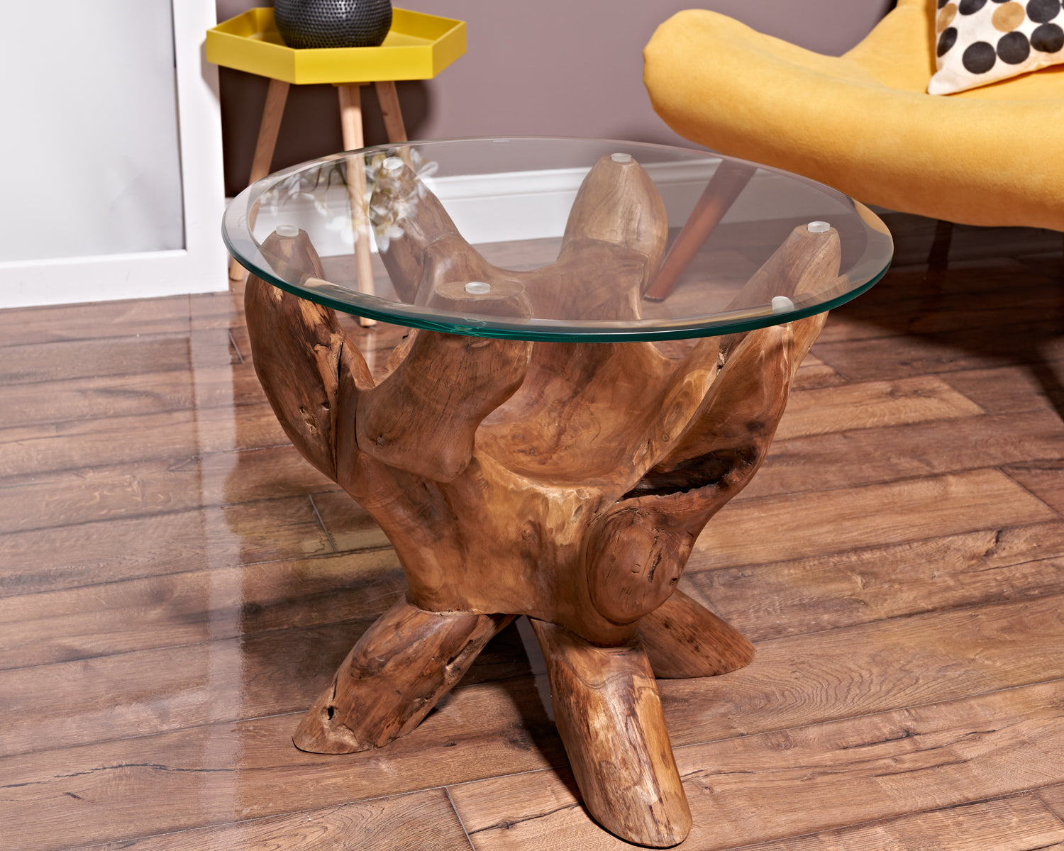 Teak root side deals table