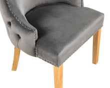 Load image into Gallery viewer, Elizabeth Dining Chair in Grey Velvet with Oak Legs
