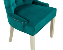 Load image into Gallery viewer, Verona Dining Chair in Teal Velvet with Chrome Knocker and Grey Legs
