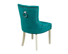 Load image into Gallery viewer, Verona Dining Chair in Teal Velvet with Chrome Knocker and Grey Legs
